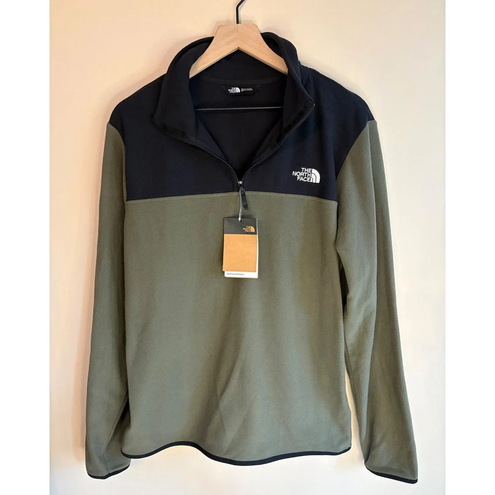 The North Face Mens TKA Glacier 1/4 Zip Fleece Taupe Green Black NF0A7V4L4WC M